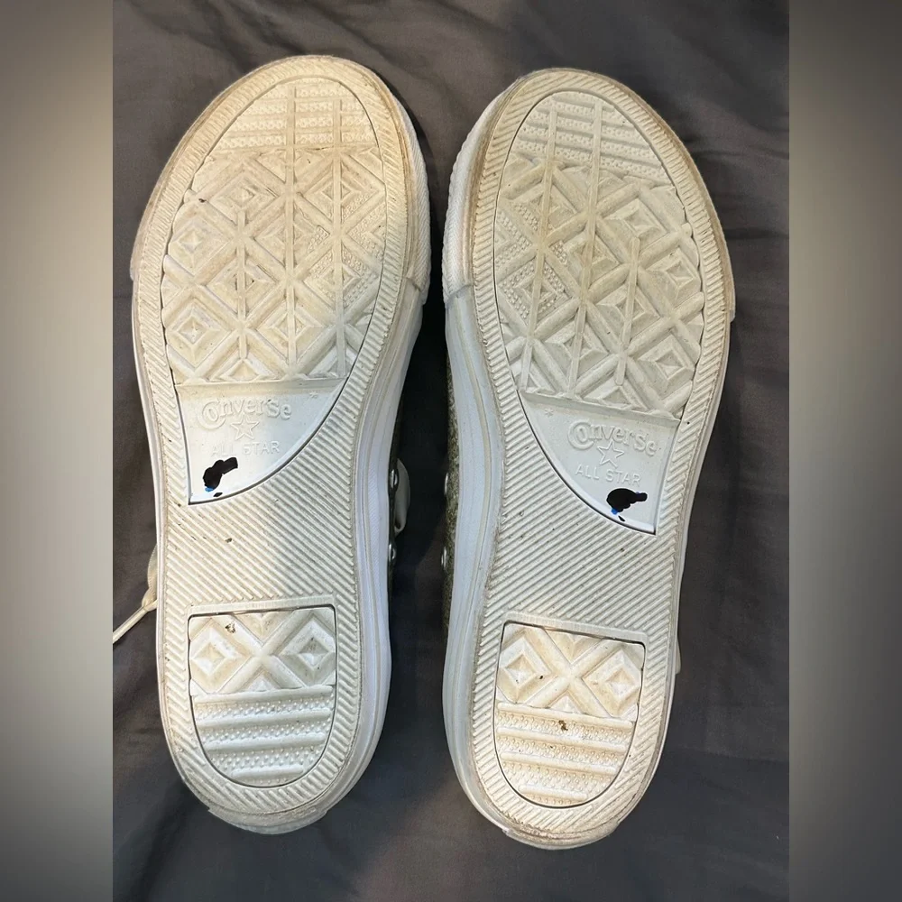 Converse AllStar Gold Glitter Ribbon Tie sneakers Juniors size 5